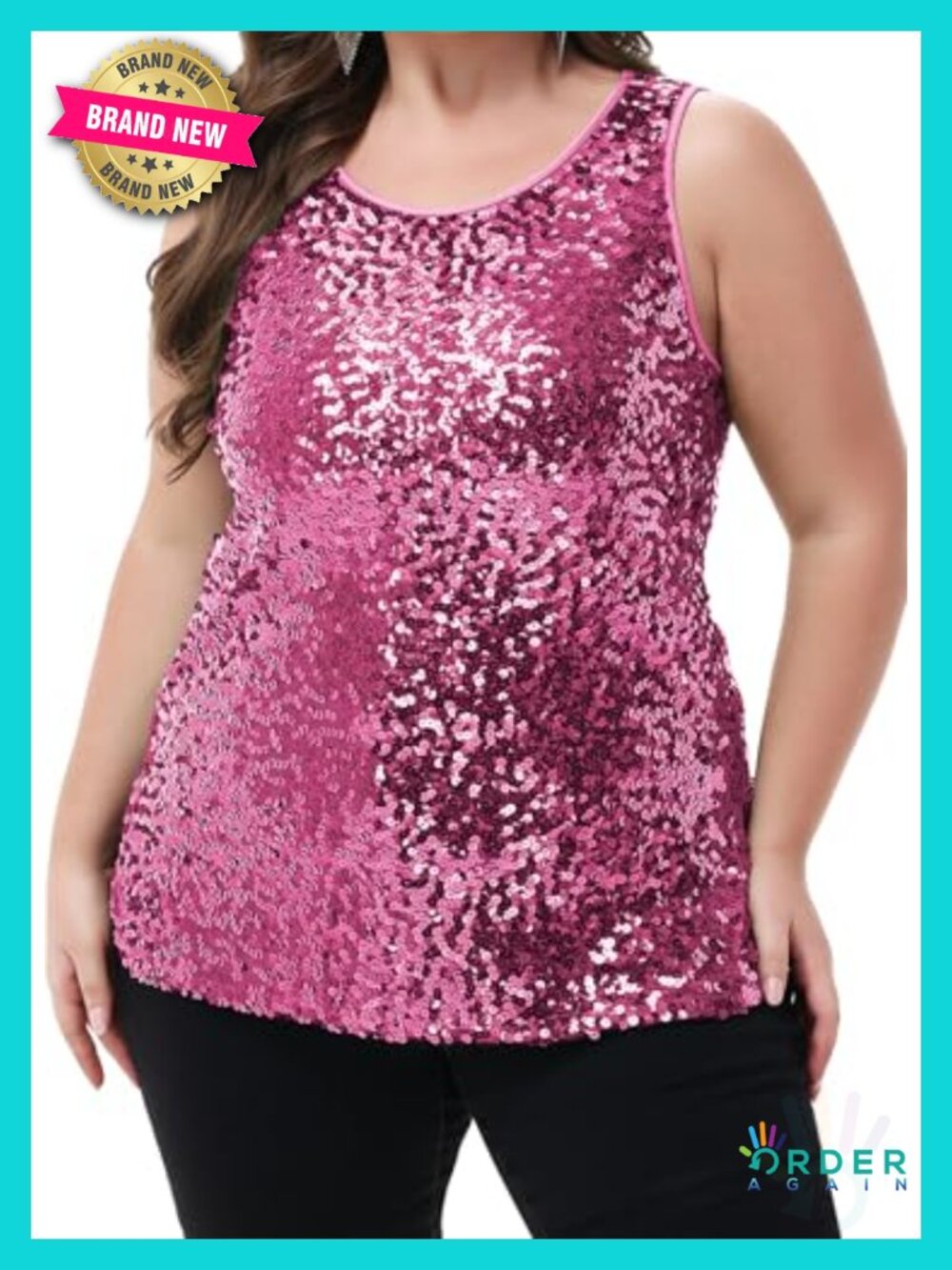 Plus Size Sleeveless Sequin Sparkle Tank Top Party Club